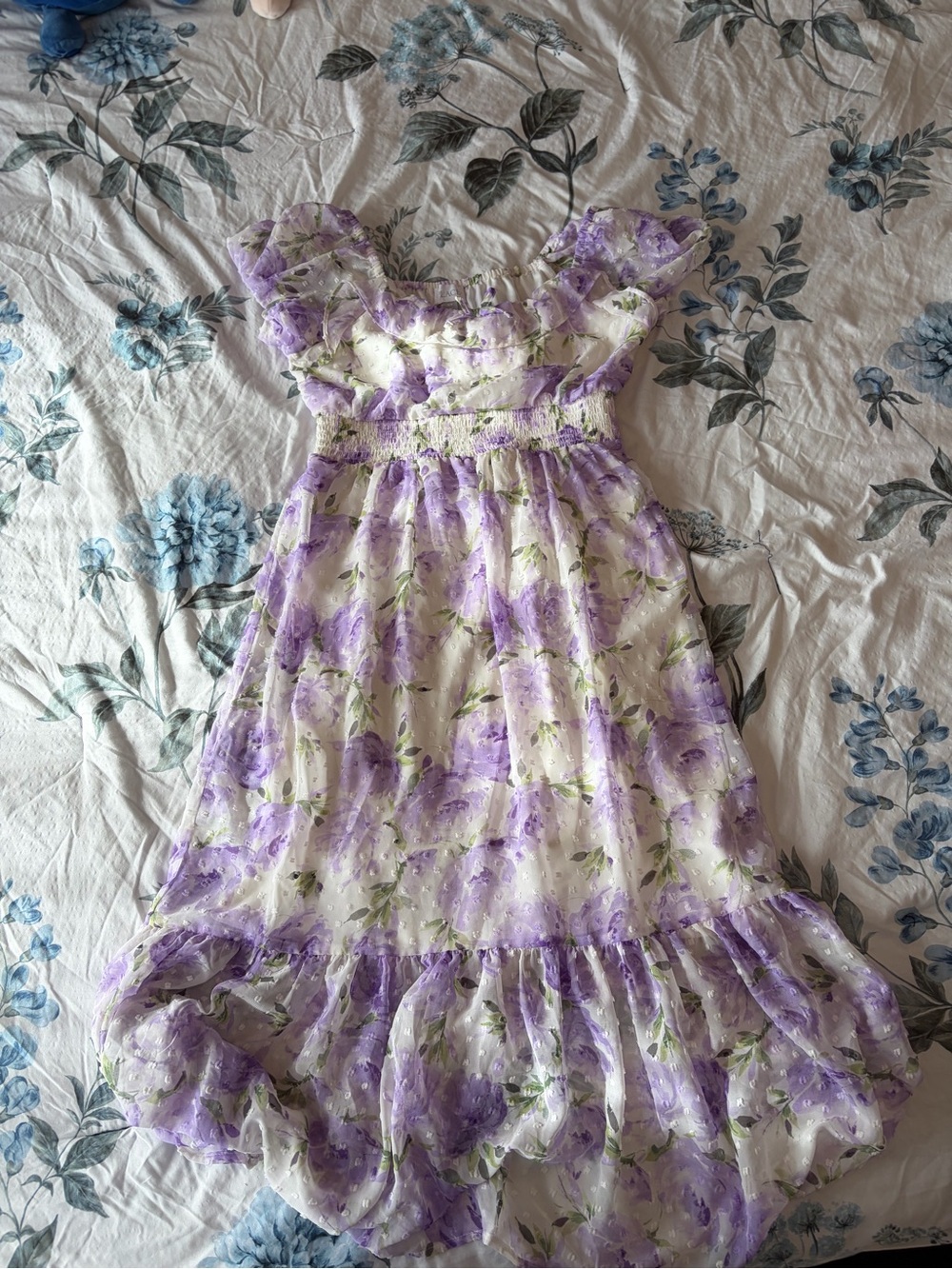 The Children's Place White and Purple Floral Maxi Dress